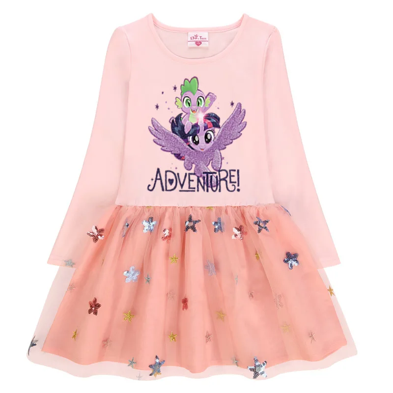 Jargazol Little Pony Dress Fall Princess Costume Vestidos Autumn Long Sleeve Dresses for Girls Costume Autumn Sequins Outfits
