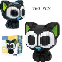 new cute little black cat diy model 760pcs small building blocks educational childrens toy gift
