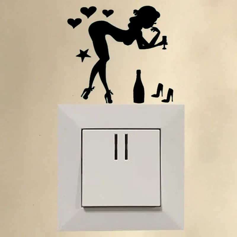 YJZT сексуальные горячие виниловые наклейки на стену светильник парикмахерской
