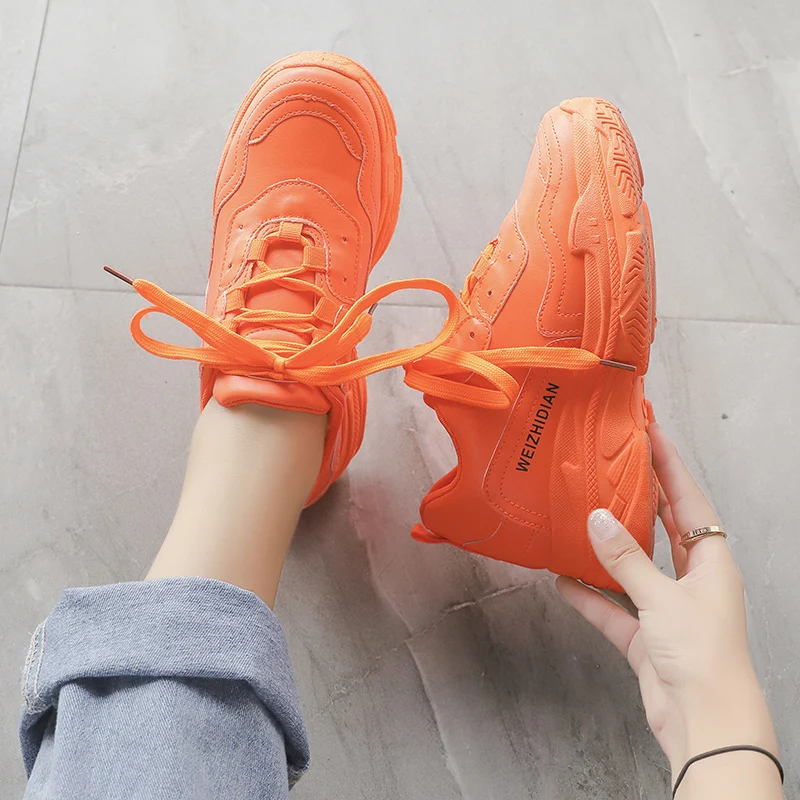 Дышащие повседневные кроссовки на шнуровке Уличная обувь толстой подошве для