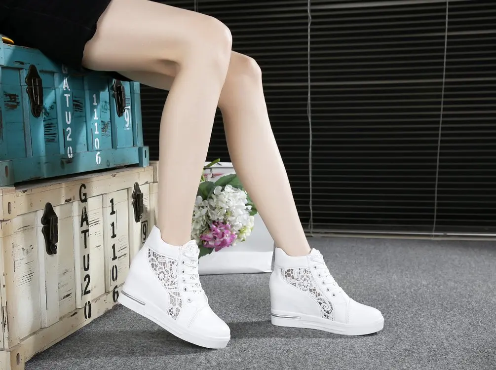 

Summer Women Shoes Breathable Mesh Sneakers Flats Lace Loafers Thick Heels Platform Wedges Casual Comfort Creepers