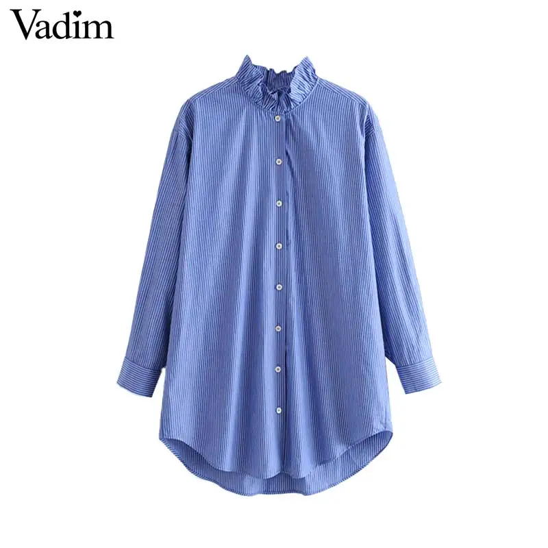 Vadim women stylish ruffled collar striped blouse oversized long sleeve shirt female fashion loose style tops LB428 |