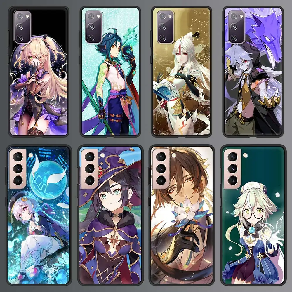 

Game Genshin Impact Role Case For Samsung Galaxy S21 Ultra S20 FE S10 S9 Plus S10E S8 Soft Silicone Black Phone Cover TPU Shell