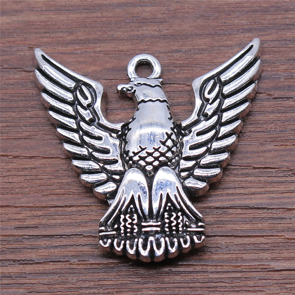 

1pcs/lot Jewelry Making Diy Handmade Craft Charms Antique Silver Color 33x34mm American Eagle Pendant