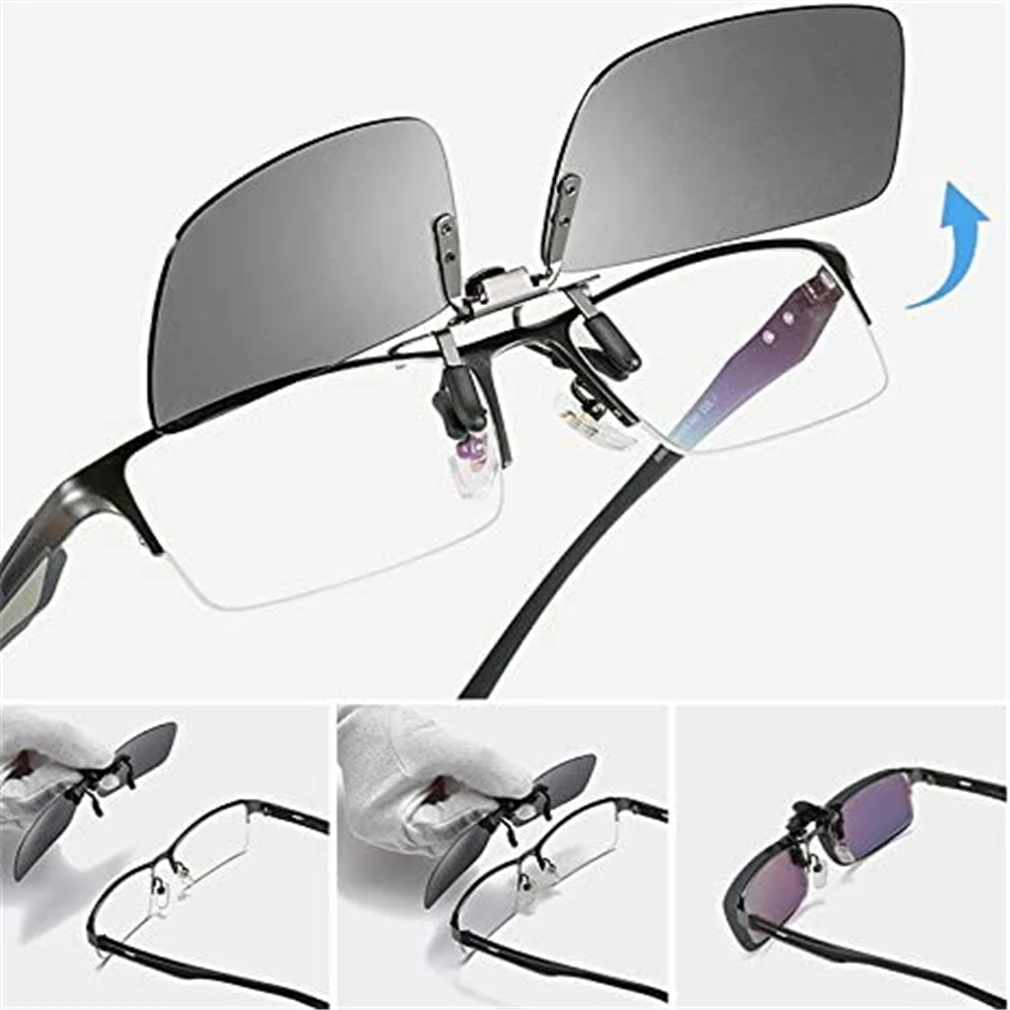 

Flip-up Lens Driving Glasses Unisex Clip-on Polarized Sunglasses Anti-UV400 Sunglasses Flip-up Lens Glasses for Outside Riding