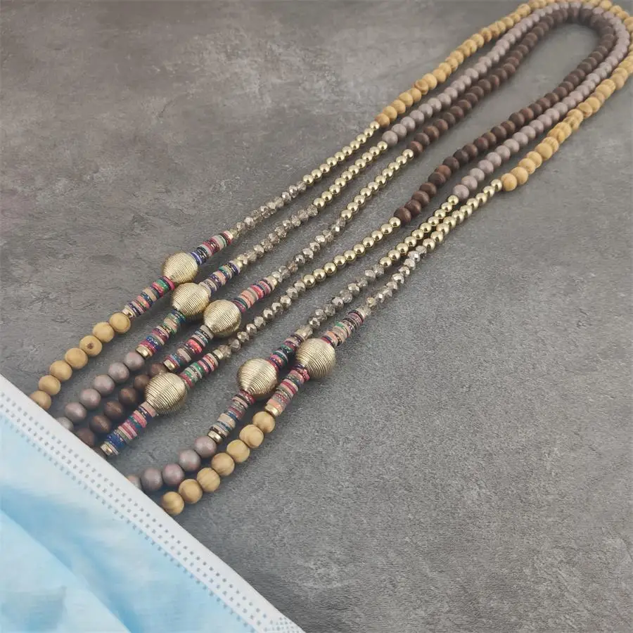 Коричнево-золотистые новые женские очки с деревянными бусинами солнцезащитные