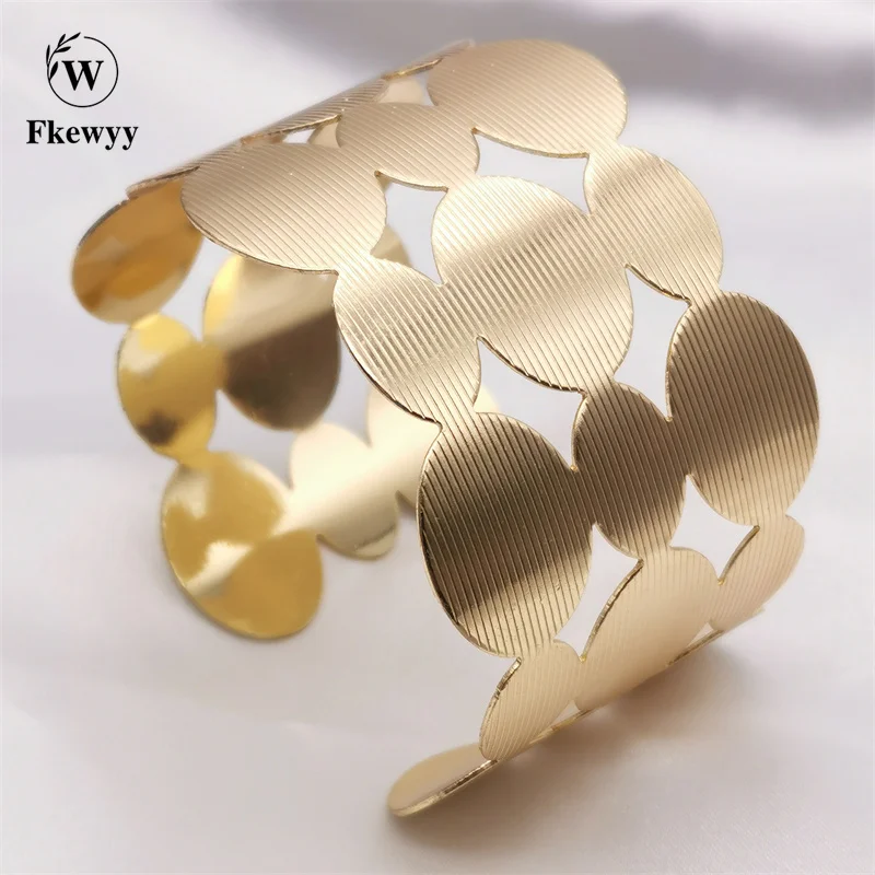 

Fkewyy Fashion Luxury Jewelry Charm Punk Bangles For Women Geometry Cuff Bracelets Girl Gold Plated Bracelet Accessories Party