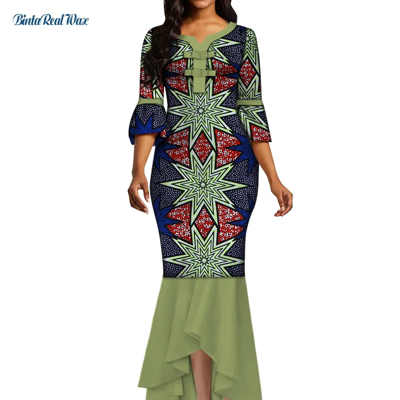 

Dashiki African Print Dresses for Women Riche Ankara Print Long Sleeve Evening Dresses Traditional African Women Clothing WY5492