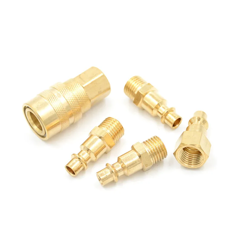 

5 pc Solid Brass Quick Coupler Set Air Hose Connector Fittings 1/4 NPT Tools New