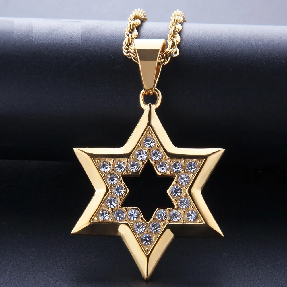 

New Women Necklace Alloy Necklace Alloy Rhinestone Hexagonal Star Pendant Necklace Romantic Gift for Girlfriend dropshopping
