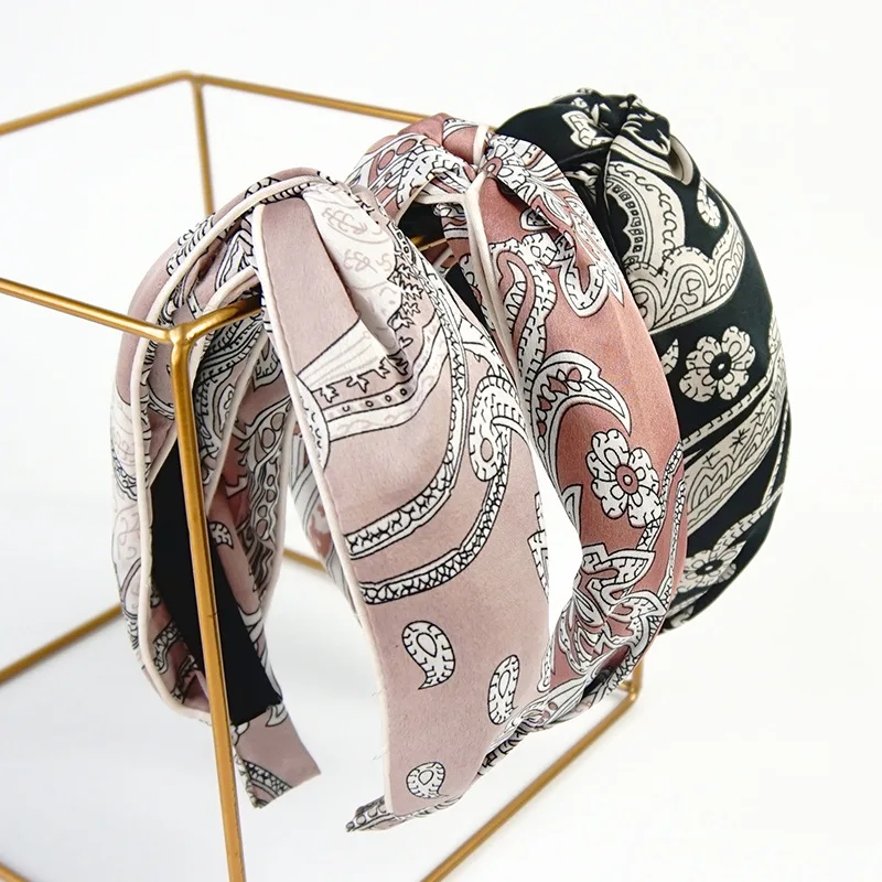 Женские Элегантные резинки для волос с принтом ободки бантами и цветами высокое