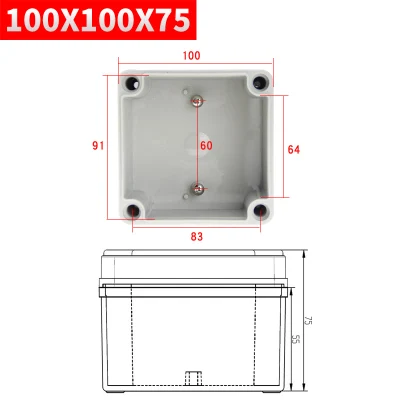 100 100 75 ABS пластик IP67 водонепроницаемый распределительная коробка DIY наружная электрическая Соединительная коробка кабельный филиал 95*65*55 - Цвет: 100 100 75