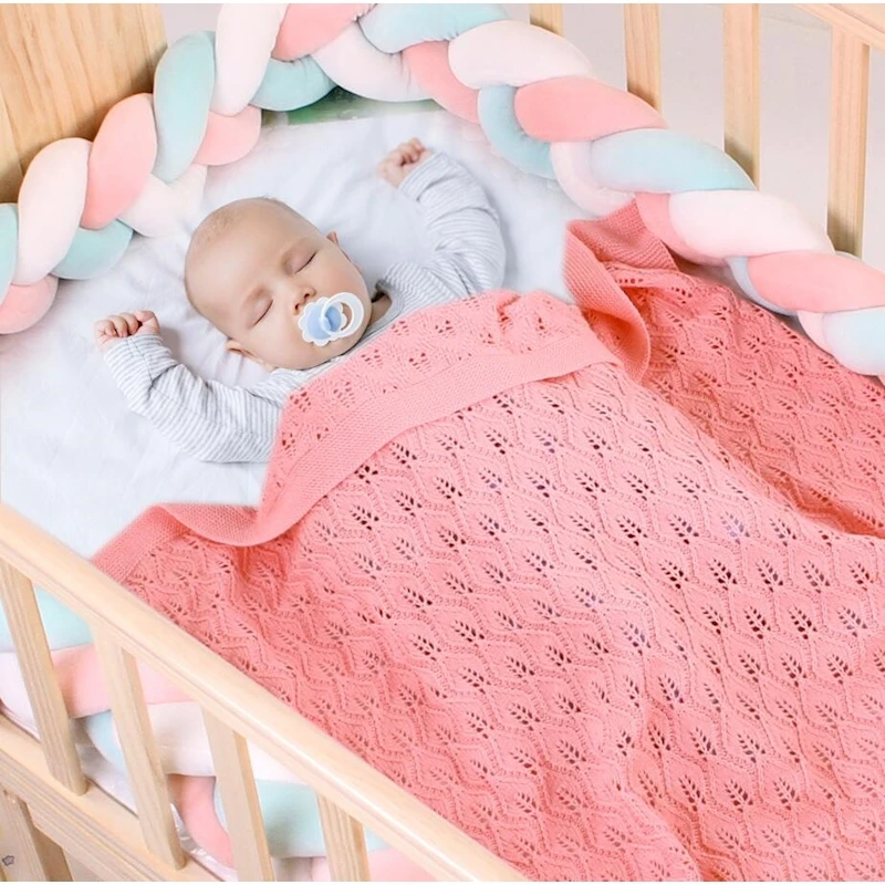Baby knitting leaves design kids hollow blanket cotton stroller blankets quilt cover pour bebes couverture Bedding accessories | Мать и