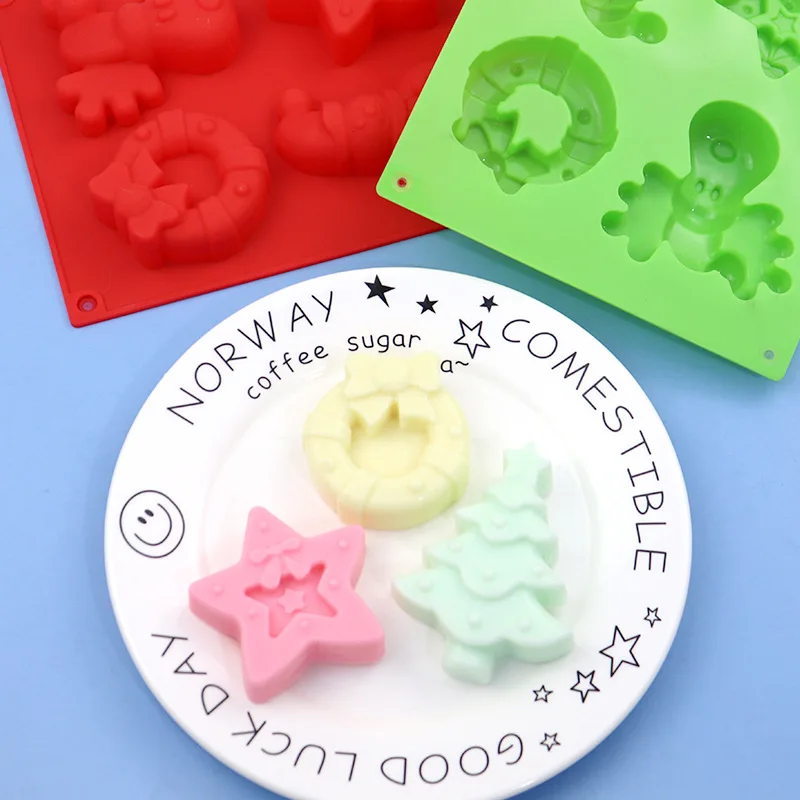 

6 Hole Silicone Jelly Ice Mold Fondant tools Christmas Garland Deer Cake mold Cookie tools