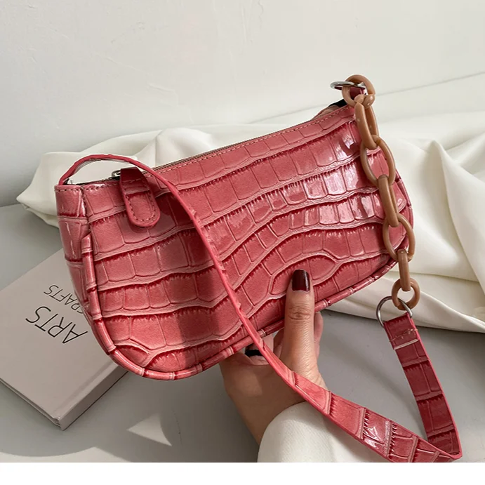 

Маленькая сумка на плечо с рисунком для женщин, простой женский саквояж на акриловой цепочке с верхней ручкой, модная дамская сумочка, клатч