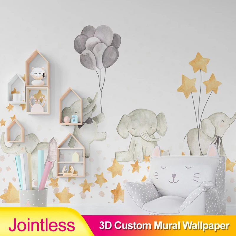 Бесшовные современные модные 3D Мультяшные обои шарики и эленсанты детский фон