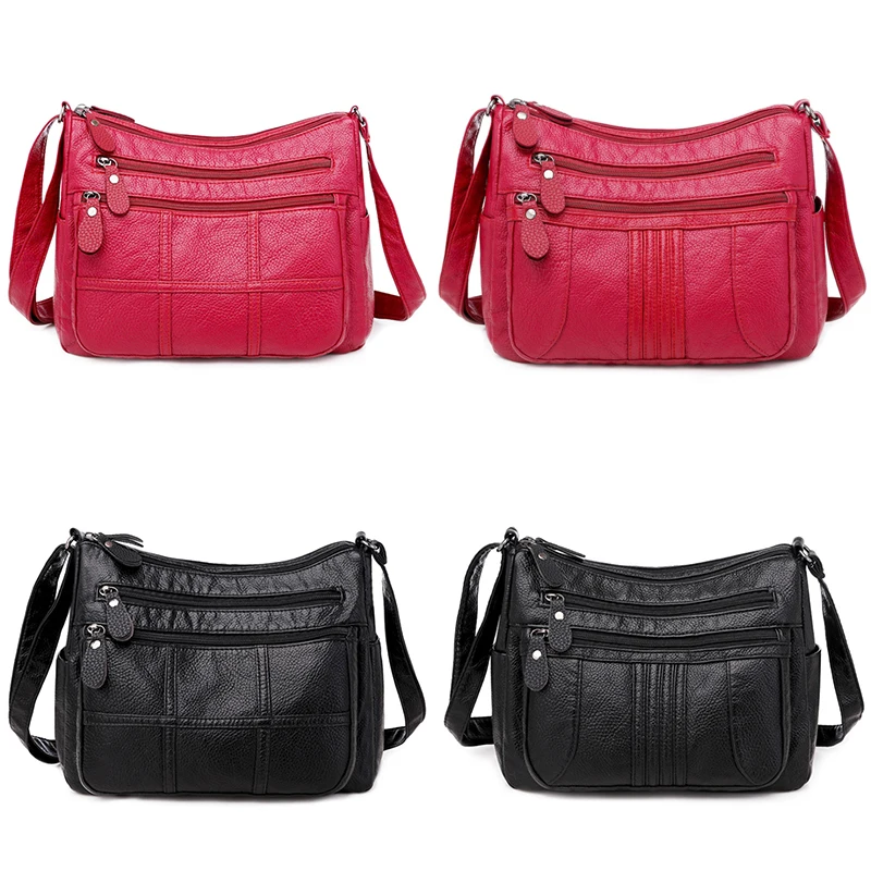 Сумка на плечо женская из мягкой кожи повседневный саквояж кросс боди сумочка