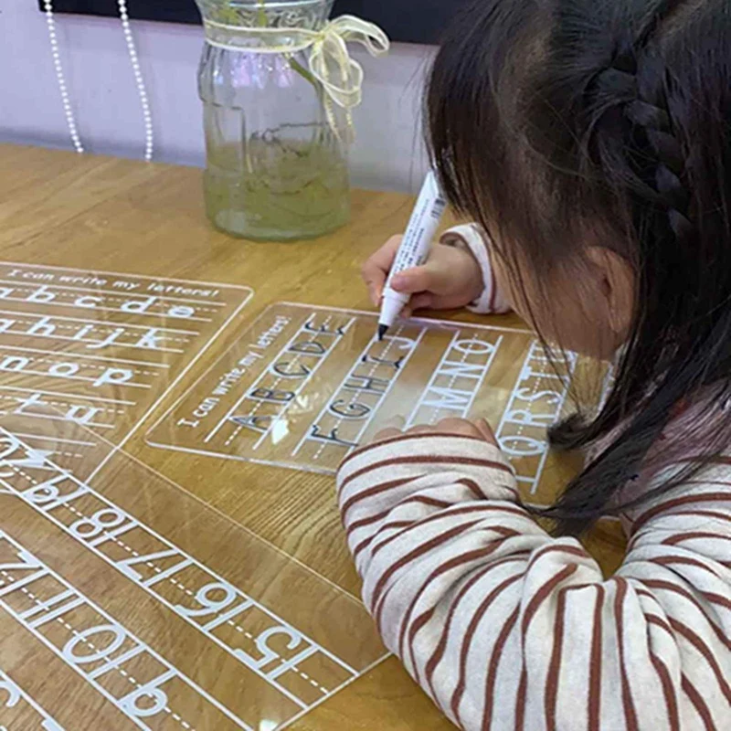 Прозрачная акриловая детская тренировочная письменная доска с 26 английскими