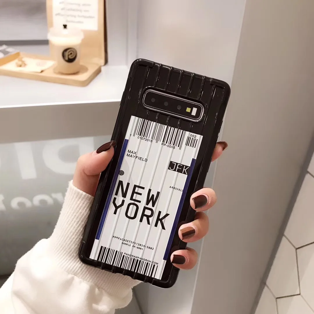 Нью-Йорк Лос-Анджелеса авиабилетов 3D багажник чехол для samsung Galaxy S8 S9 S10 Plus Note 9 10
