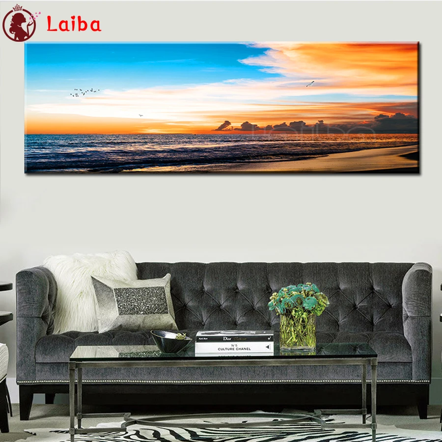 

diy Diamond Painting Sunset seascape, seagulls 5D mosaic full square drill diamond embroidery cross stitch large size home decor