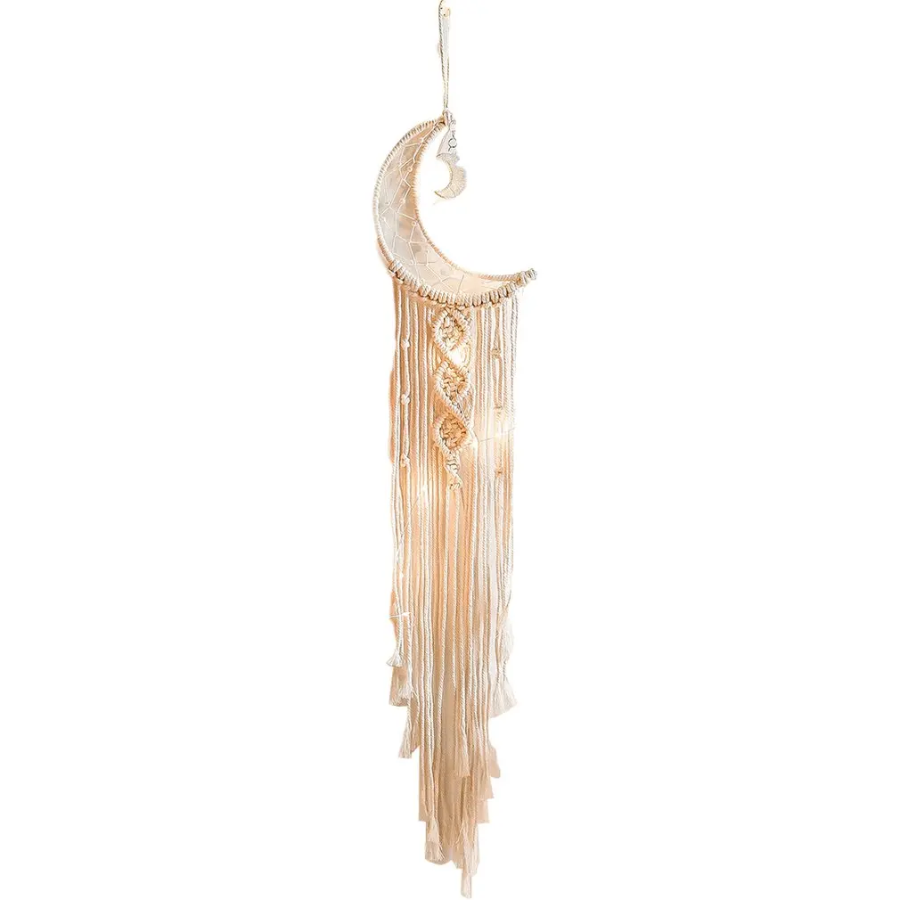 

Handmade Owl Light Dream Catcher with Moon and Braided Rope Home Decoration Products