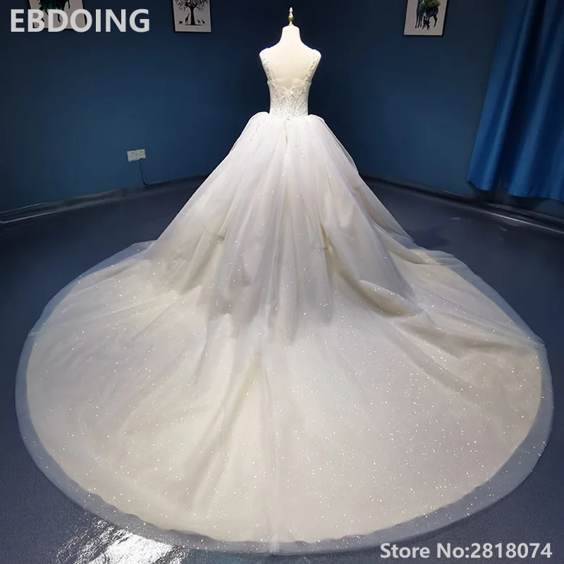 Потрясающее бальное платье свадебное с бисером длина до пола на лямках принцесса