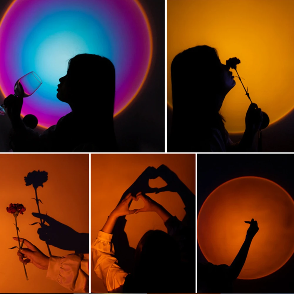 

Atmosphere USB Sunset Lamp LED Lamp Projector Night Light Sun Projection Desk Lamp For Bedroom Store Wall Decoration Lighting