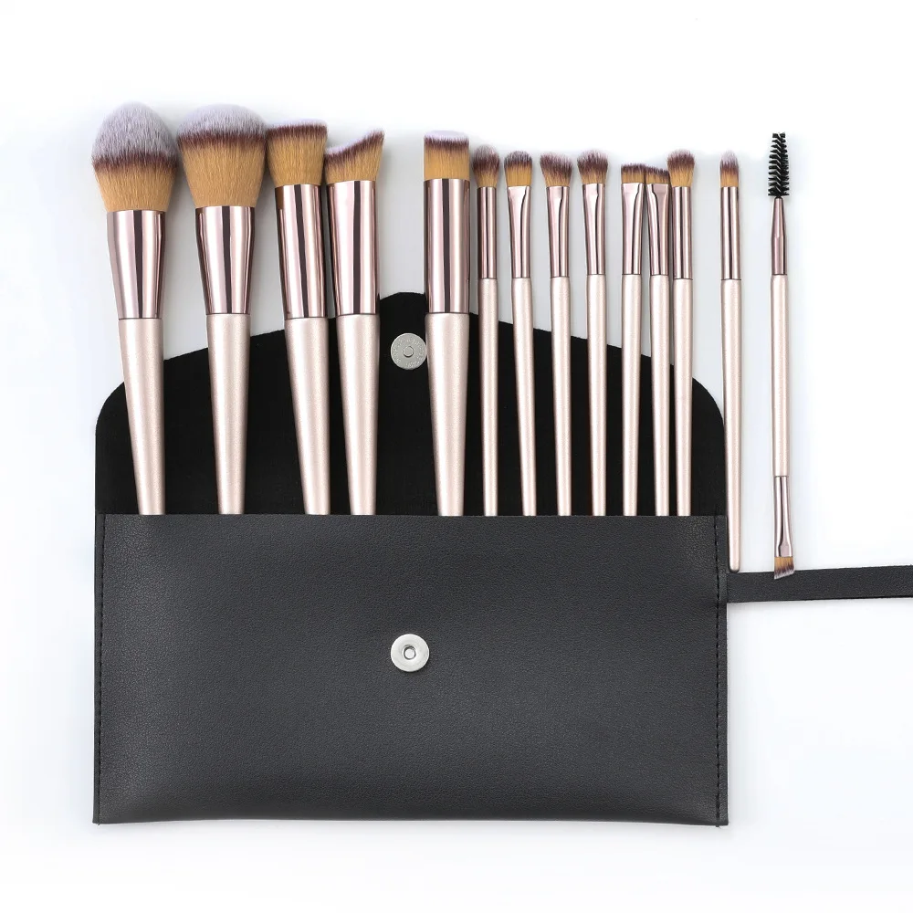 10/14Pcs Champagne Makeup Brushes Set For Cosmetic Foundation Powder Blush Eyeshadow Highlighter Face Beauty Make Up Tool