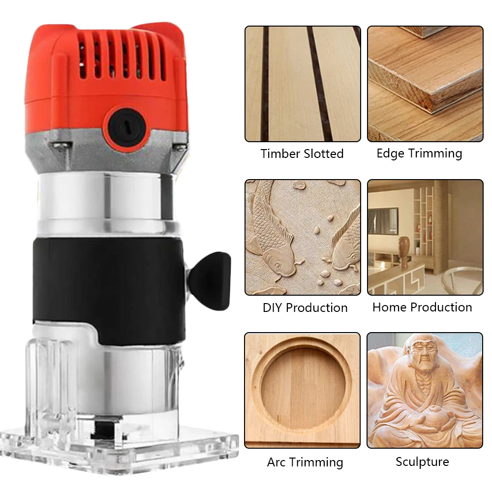 

650W Electric Hand Trimmer Router Wood Carving Machine With Carrying Case Woodworking Wood Milling Slotting Machine