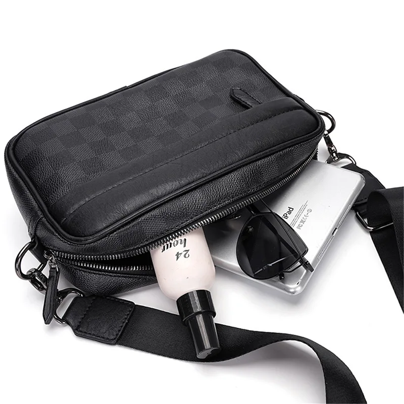 

Men's Waterproof PU Messenger Bag Chest bag Simple Square Shoulder Messenger Bag Multifunctional Travel Wallet