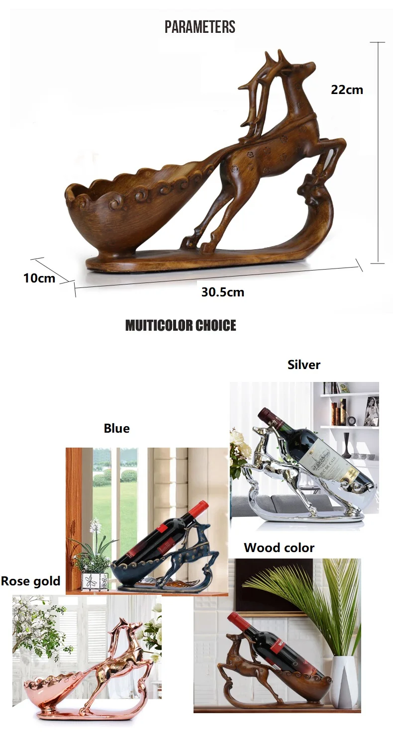 

Creative Crafts Resin Red Wine Holder Frame Swan Horse Deer Antlers Room Decoration Cattle Porcelain Animal Figurines W3317
