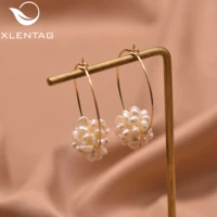 xlentag pure natural freshwater spherical pearl earrings women handmade gifts birthday banquet simple luxury jewelry ge1001a