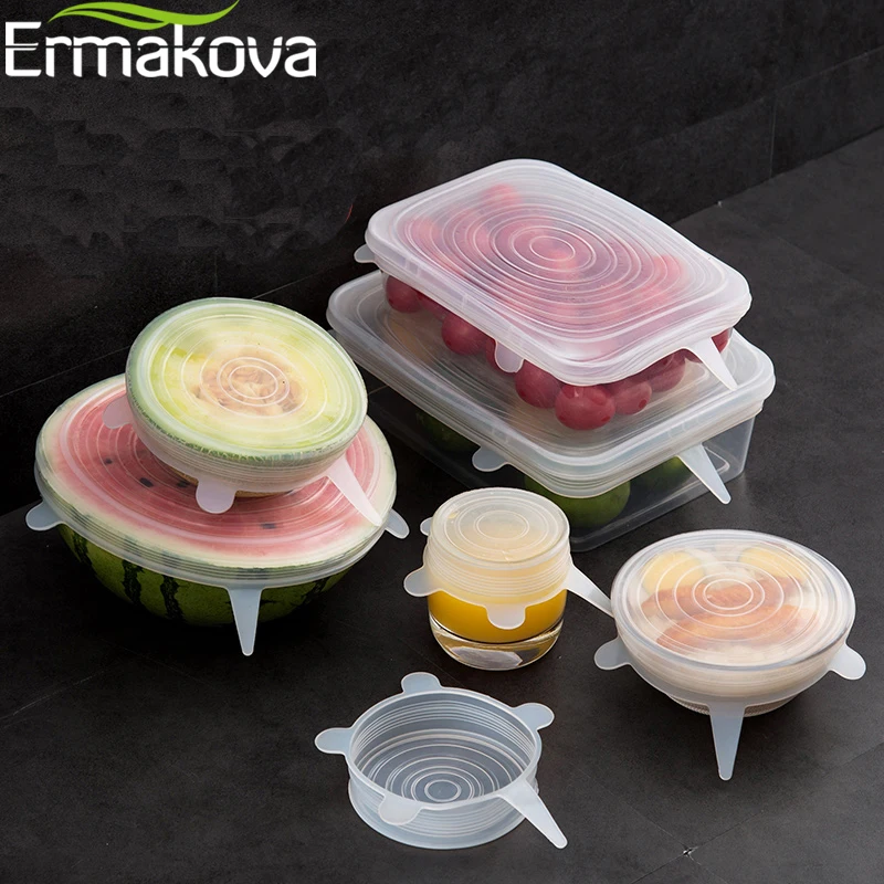 ERMAKOVA набор из 6 силиконовых эластичных крышек силиконовая обертка эластичная