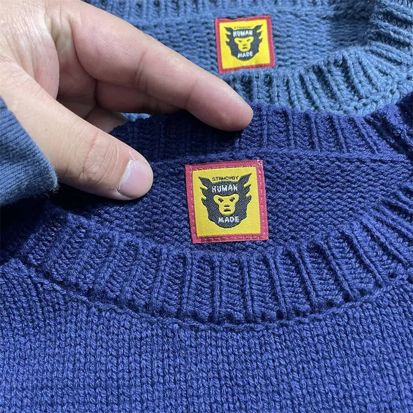 

Human Made Sweater Pullovers Harajuku Men Clothing Korean Fashion Knitted Vintage Woman Sweaters Streetwear Winter Clothes Tops