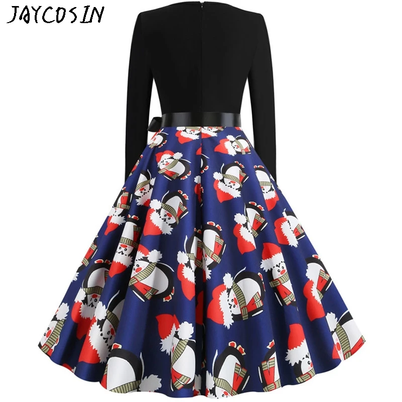 Причудливые украшения рождественское платье с принтом длинным рукавом средней