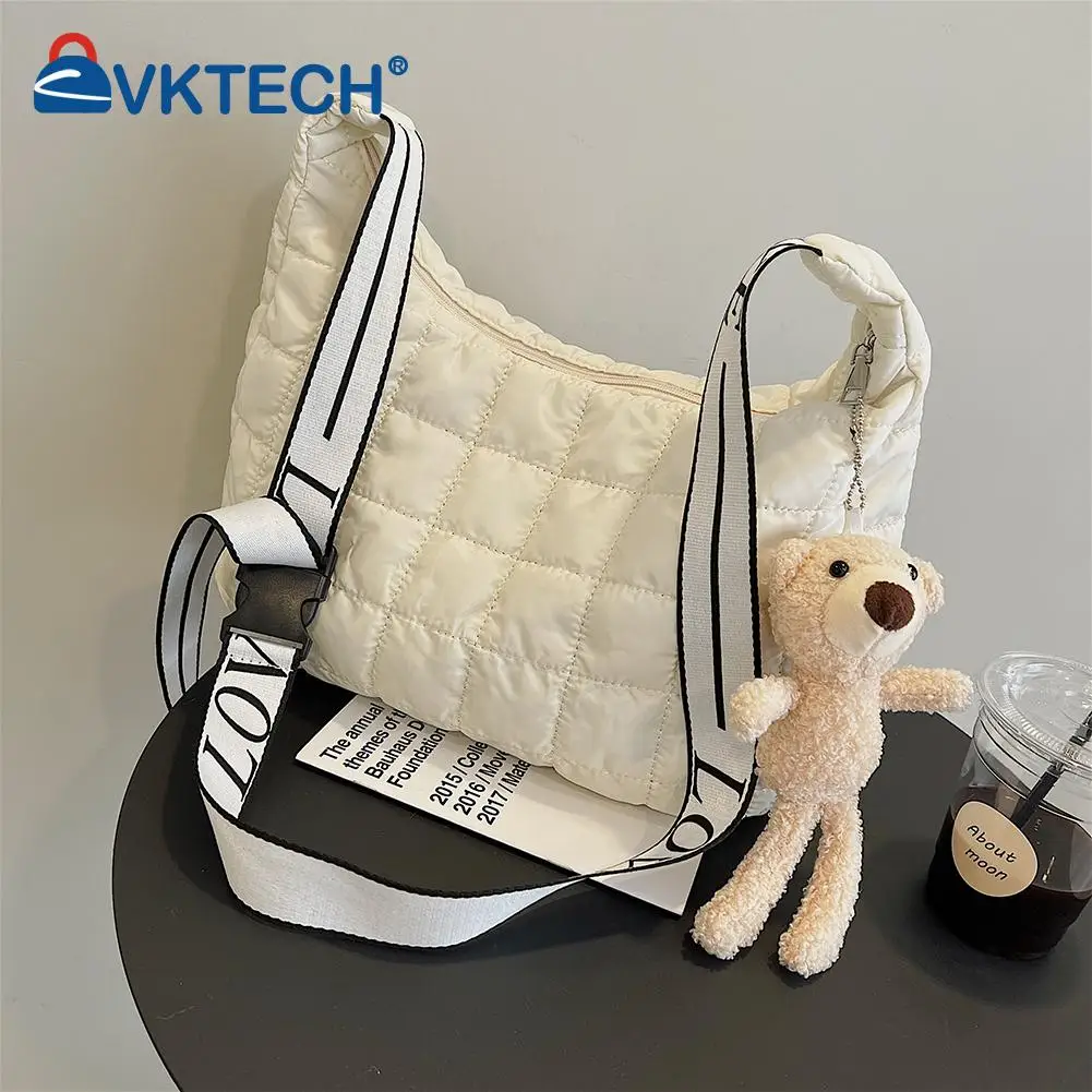 

Модная стеганая хлопчатобумажная сумка на плечо в клетку, женская сумка большой вместимости, однотонные дизайнерские сумки с молнией и пол...