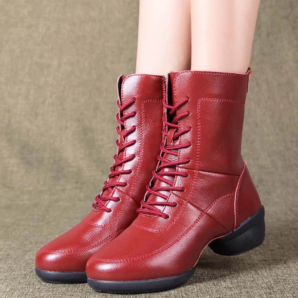 Осенне-зимние женские ботинки верблюжьего цвета теплые танцевальные женская