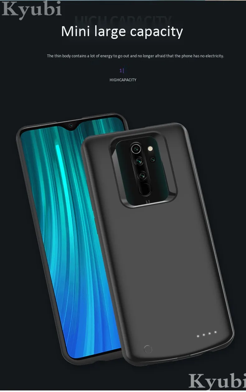 6500 мАч Внешний аккумулятор зарядное устройство чехол для Xiaomi Redmi Note 8 pro портативная беспроводная зарядка для Xiaomi Redmi Note 8 pro 2 в 1