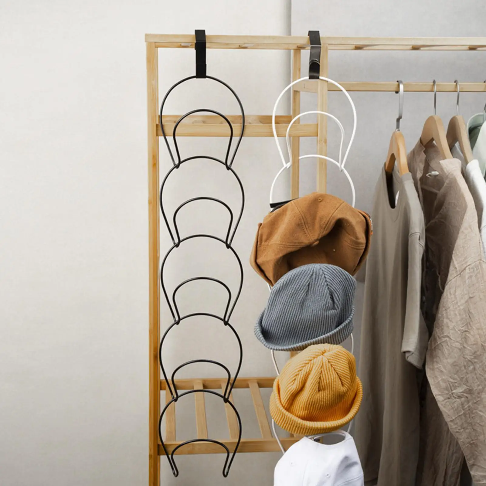 

5Pcs Door/Wall Mounted Hat Iron Rack Baseball Cap Towel Shelf Holder Organizer