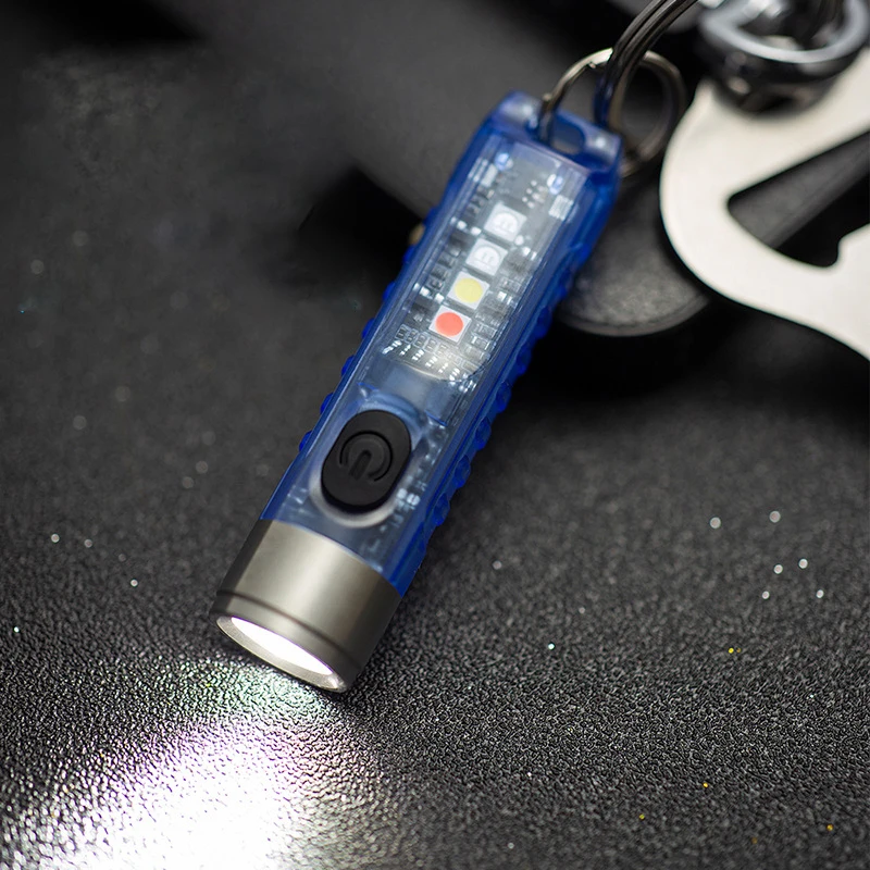 

Mini Keychain LED Fluorescent Flashlight Waterproof Side Lamp USB Rechargeable Signal Light for Outdoor Running Camping Lighting