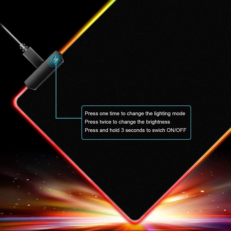 

New LED Adjustable 8 Clolor USB Lighting Gaming Mouse Large Pad RGB Keyboard Cover Non-Slip Rubber Base Computer Carpet Desk Mat