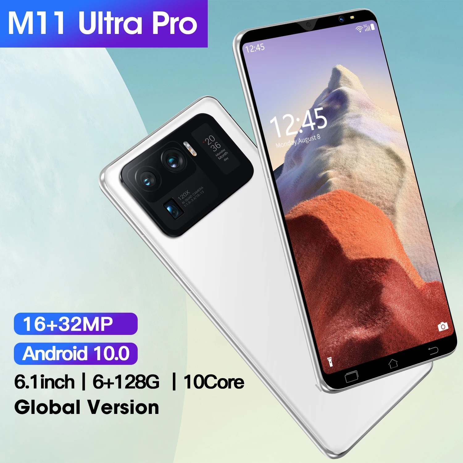 

M11 Ultra 6.1Inch Global Version Smartphone Really 6+128GB Android 10 Core 5G 4800mah 16+32MP Unlocked Cheap Telephone Celulares