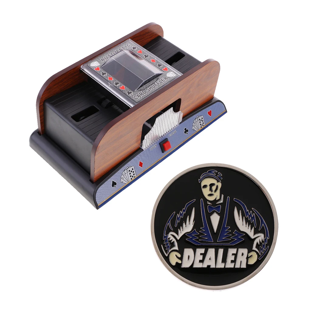 

Casino Automatic 1-2 Deck Card Shuffler,Dealer Button Poker Game Prop