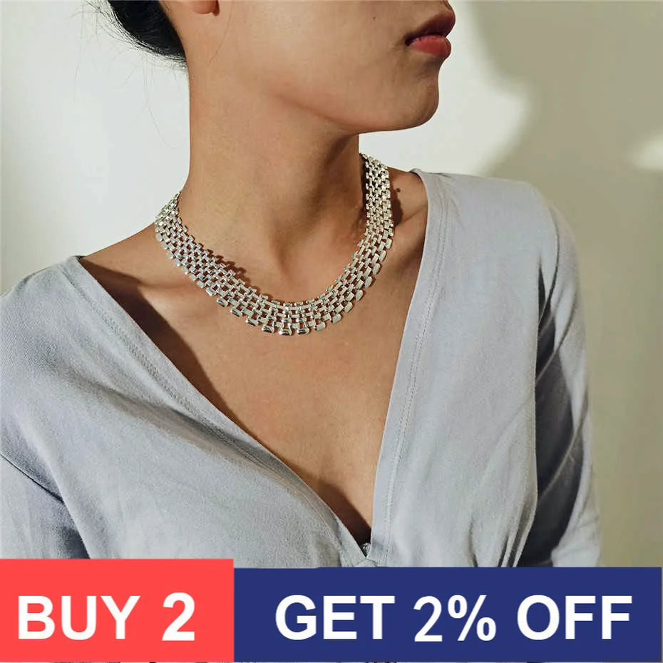 

Exaggerated Cuban Chunky Thick Chain Necklace Women High Quality Big Iron Metal Silver Color Necklace Neck Jewelry Steampunk