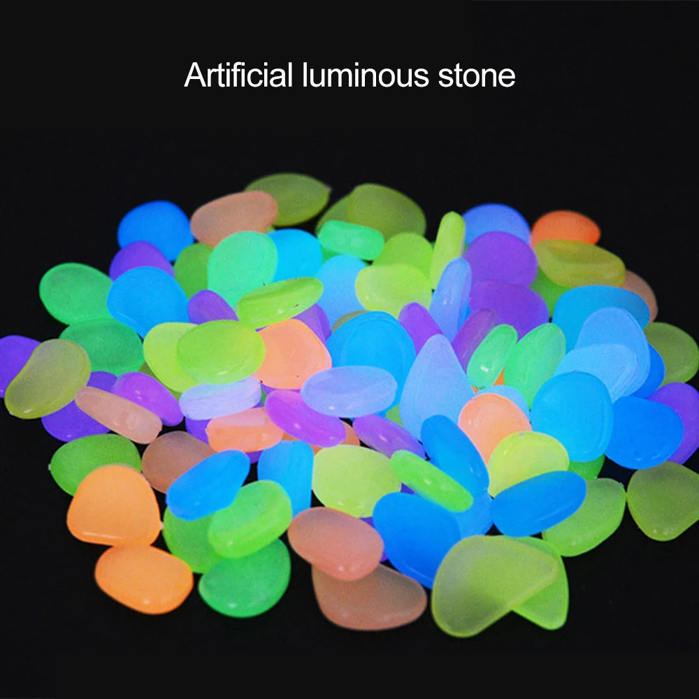 

100 Pcs Luminous Stones Garden Landscaping Ornament Fish Tank Aquarium Decoration Artificial Stones Glow In The Dark Pebbles