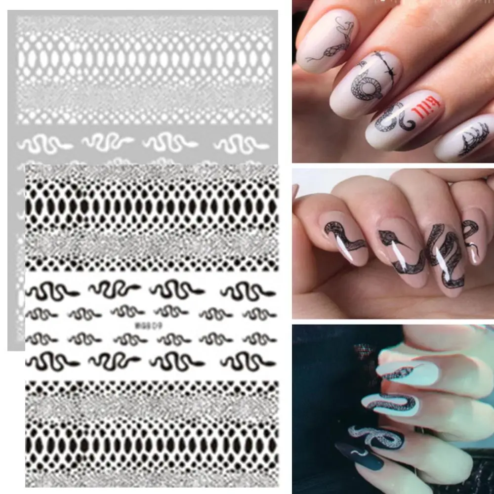 

New For Manicure 3D Design DIY Nails Sticker Snake Skin Leopard Embossed