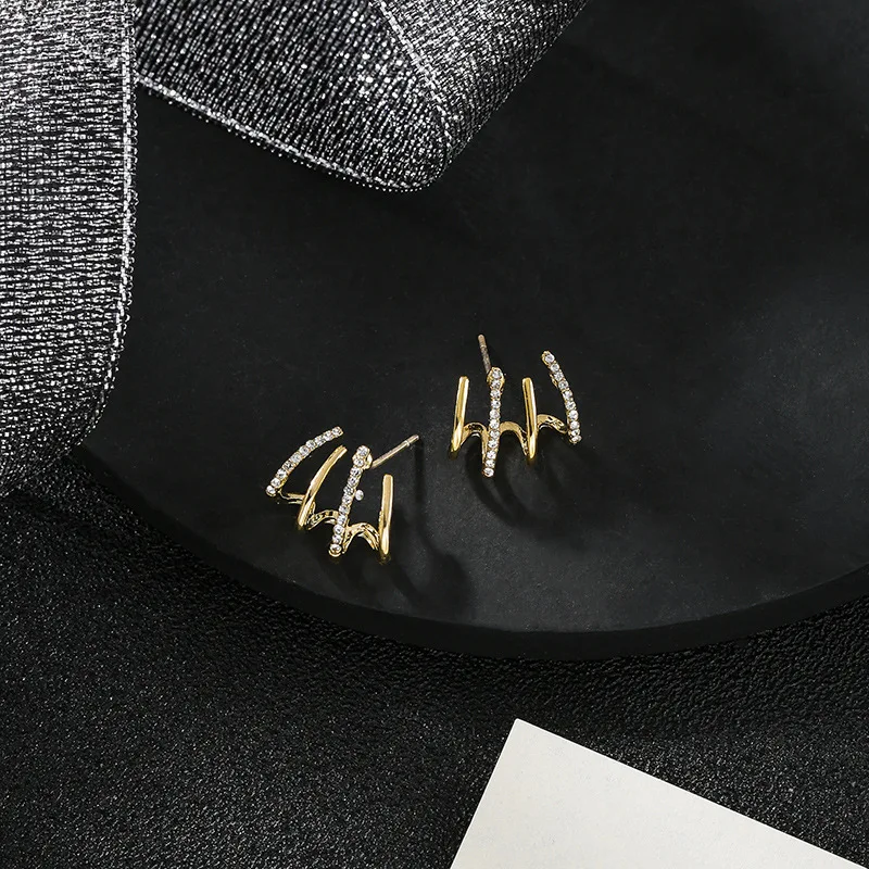 aliexpress.com - New contracted small Geometric metal Earrings 2020 Korean shiny crystal sweet fresh senior Women Stud Earrings
