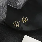 Женские серьги-гвоздики, Маленькие Геометрические металлические серьги с кристаллами, 2020, корейский Блестящий