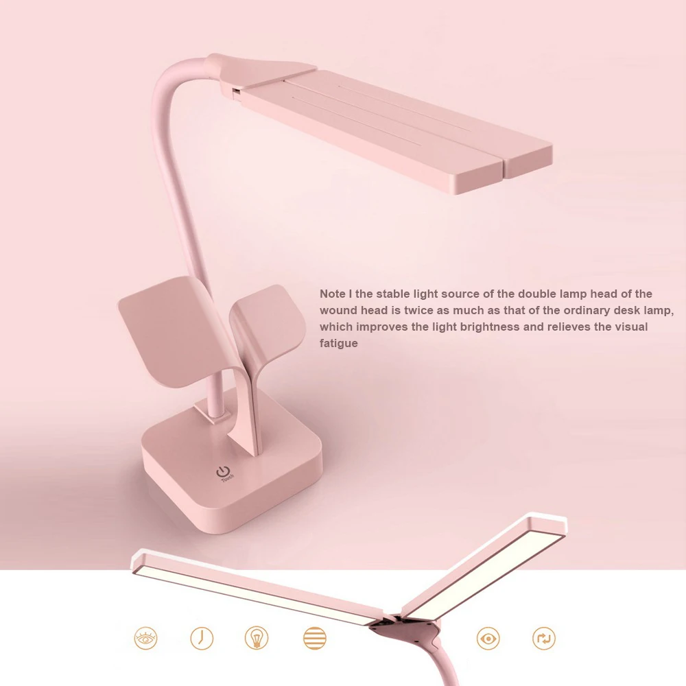 Светодиодный настольный светильник с usb-портом для зарядки двумя головками