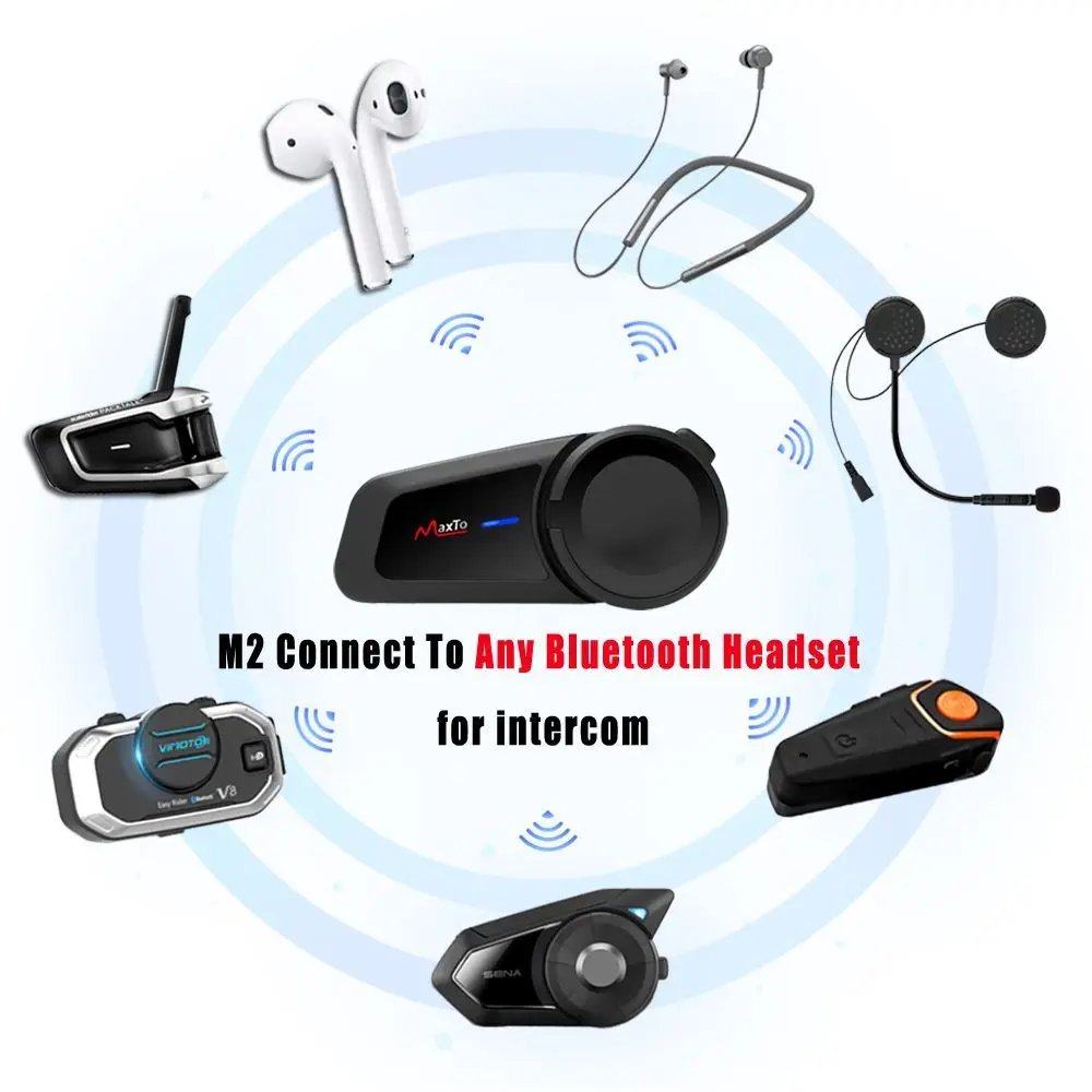 Maxto M2 Bluetooth Moto rcycle Шлем Интерком 6 всадников FM Водонепроницаемый мото интерфон